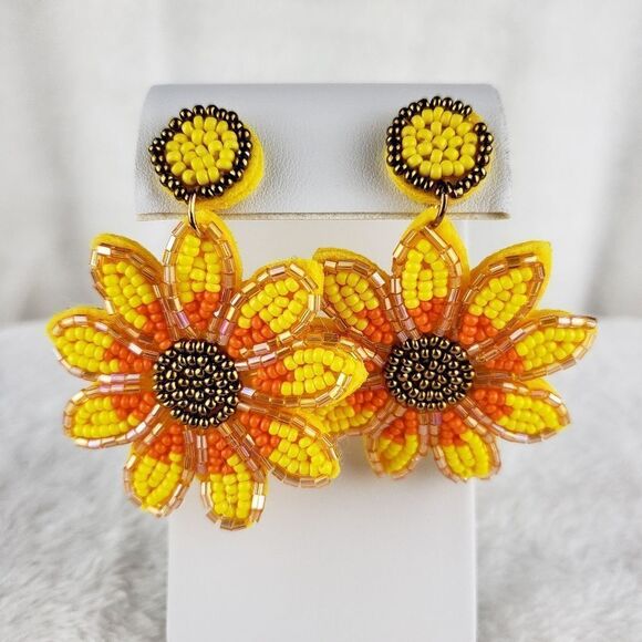 Sunflower Seed Bead Earrings - Picture 1 of 4